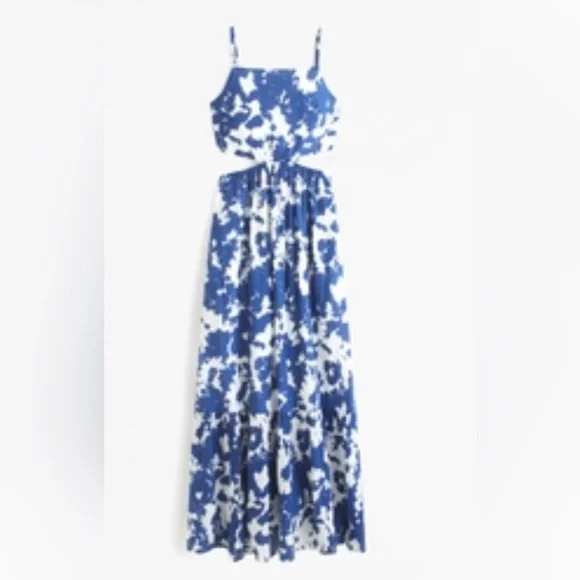 Abercrombie & Fitch crinkle texture cutout Maxi Dress - Picture 1 of 4